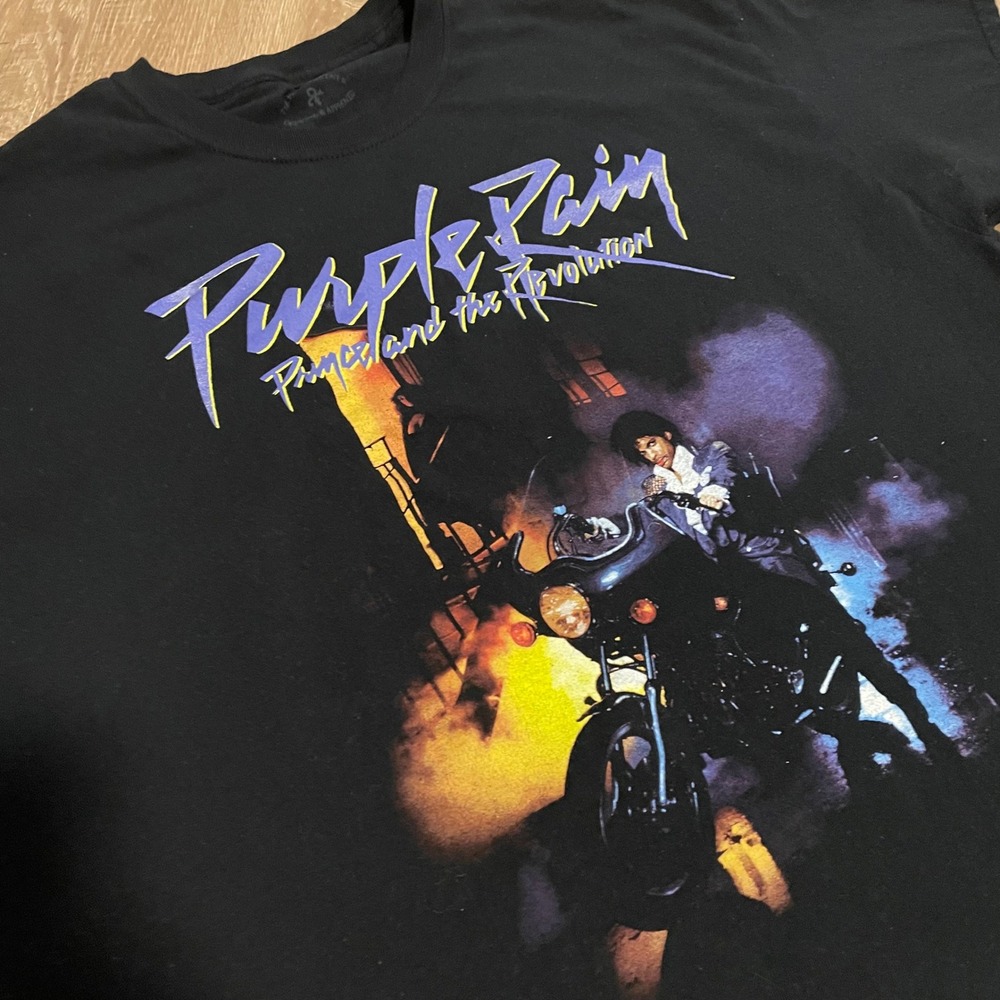 Prince Purple Rain Mens Graphic T-Shirt Size XL Black Cotton Movie Poster Tee